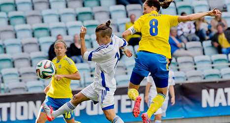 Lotta Schelin gjorde 3-0 mot Bosnien. Foto: Adam Ihse /TT